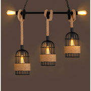 复古工业风吊灯铁艺酒吧餐厅咖啡厅餐桌吧台灯创意个性水管麻绳灯