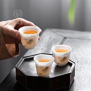 冰种玉瓷泛舟品茗杯高档白瓷小茶杯主人杯中式纯白陶瓷功夫茶具