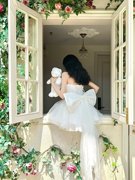 芭蕾天鹅高定如心年晚会，写真小礼服裙，迪士尼公主裙白色抹胸连衣裙