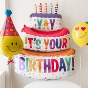 生日蛋糕宝宝周岁女孩气球男孩派对布置儿童数字场景装饰拍照铝膜