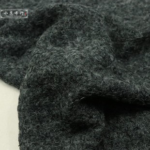 黑灰色圈圈毛毛料不了 秋冬季时装外套汉服面料 毛涤不易皱羊毛