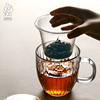 日式玻璃杯花茶杯带把茶水，分离过滤泡茶杯女家用水杯透明杯子带盖