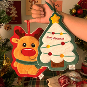 圣诞可爱卡通厨房擦手巾，挂式毛巾创意节日礼物，装饰树挂件吸水抹布