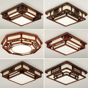 双层现代中式吸顶灯led正方形实木，卧室灯古典木艺中国风餐厅灯具