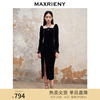 maxrieny法式复古丝绒连衣裙，修身23早秋赫本风气质高级感开衩裙子