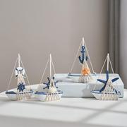 地中海帆船模型一帆风顺船创意桌面摆件摆设木质小木船装饰工艺品