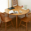 撩木实木小户型餐桌椅组合家用可折叠伸缩饭桌原木风圆桌吃饭桌子