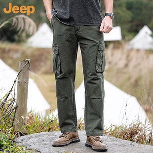 jeep吉普夏季军(夏季军)绿色，美式工装长裤男士，潮牌宽松大码户外休闲裤子