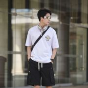 华夏青年印花国潮情侣短袖t恤熊猫图案潮牌休闲上衣24年夏季