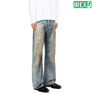 irex*ac脏脏裤，明星同款春夏泥染做旧水洗，蓝色牛仔裤男女长裤