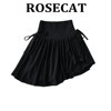 rosecat纯欲芭蕾风高腰抽绳不规则，裙摆镂空透气防走光荷叶短裙