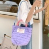 ins赵露思同款手提包洐缝棉，大容量奶芋紫色，手提斜挎包妈咪包