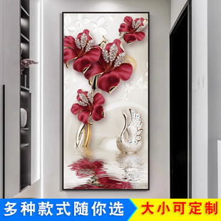 玄关3d立体墙贴画自粘墙纸，门贴客厅背景墙，入户走廊过道装饰画壁纸