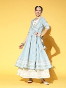 印度进口女装特色民族风2件套纯棉印花薄款粉色a字裙长裙19054