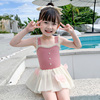 小女孩温泉泳衣连体高级感甜美公主吊带荷叶花边裙式小童韩国舞台