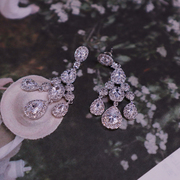 镶钻锆石耳环欧美大气复古性感百搭耳，饰品新娘结婚晚礼服婚纱配饰
