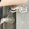 回力女鞋老爹鞋女2024夏季透气银灰厚底跑步休闲运动鞋子女款
