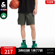 杰克琼斯夏季nba联名时尚运动，男士简约五分，舒适宽松直筒短裤男装