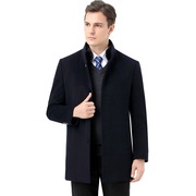 牧歌鸟品牌羊毛呢大衣男中长款冬季加厚暖可保拆卸羽绒内胆外士套