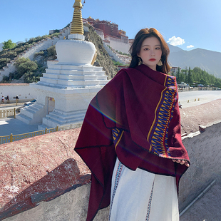 沙漠旅行民族风波西米亚围巾，披肩西藏丽江旅游拍照大斗篷保暖女