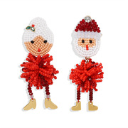 欧美大牌同款手工编织圣诞老人耳环创意搞怪红色卡通人物新年耳坠