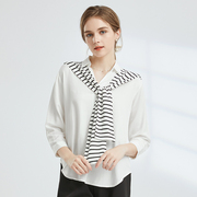 法式白色雪纺两件套衬衫女秋季薄款2023七分袖，小众设计感上衣