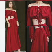 青海旅游衣服茶卡盐湖大红色连衣裙，夏沙漠(夏沙漠)红裙，丽江大理拍照长裙款
