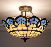40cm吸顶灯卧室书房咖啡厅欧式灯具彩色玻璃满园春色创意地中海灯