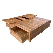 老榆木床 纯实木榻榻米床全实木双人床箱体床卯榫卯1.8米落地式