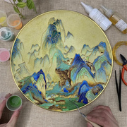 掐丝珐琅画diy千里江山图，新中式青绿山水，装饰挂画景泰蓝工艺画