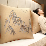 中式枕抱床头靠垫软包含芯沙发客厅大靠枕床头中国风护腰靠背定制