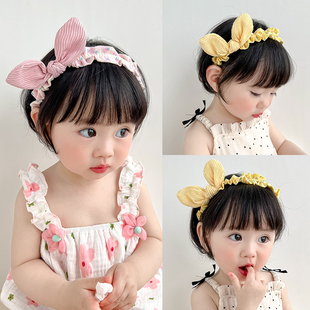 韩国儿童发箍宝宝蝴蝶结，碎花兔耳朵发卡女童，可爱小女孩头箍发饰品