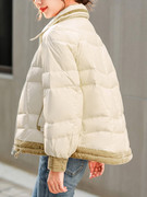 2020冬装羽绒服女韩版时尚大翻领，休闲薄款白鸭绒(白鸭绒)宽松短款外套