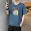 青少年免烫处理t恤男装创意趣味棉，毛布卡通动漫印花1210-1