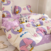 迪士尼纯棉四件套学生宿舍单人三件套床单被套可爱卡通款床品套件