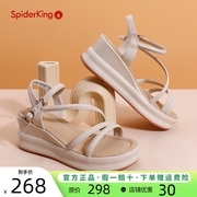 蜘蛛王女鞋(王女鞋)2024夏季真皮，厚底坡跟凉鞋百搭时尚，一字带仙女风高跟鞋