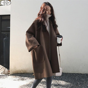 毛呢外套女秋冬季2023韩版小个子中长款时尚宽松斗篷呢子大衣