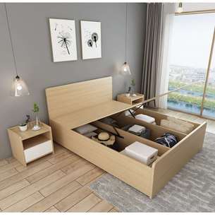 实木气动高箱储物收纳床1.8米现代简约小户型1.5m箱体收纳双人床
