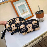 可爱卡通小熊化妆包大容量贝壳包便捷洗漱旅行收纳包手机包手提包