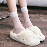 日系女士超薄中筒丝袜纯色，长袜洛丽塔夏季高筒袜(高筒袜，)黑白透明袜子百搭
