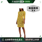 kasper女式蕾丝小牛皮，中长连衣裙-金色宝蓝色美国奥莱直