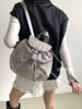 YoRoooi 韩系小众时髦多口袋抽绳双肩背包ins实用百搭书包女