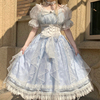 优雅甜美lolita蓬蓬公主，裙高级蓝洛丽塔洋装，网纱仙女连衣裙