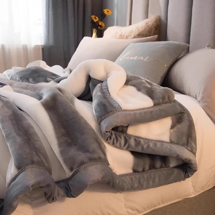 拉舍尔毛毯被子冬季加厚毯子，午睡单人盖毯学生法兰绒床单午休双层