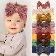 欧美婴儿柔软金丝绒蝴蝶结发带 儿童创意条纹发饰 女童头巾