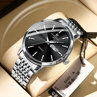 瑞士男士手表2024机械表，超薄简约大表盘商务男款石英钢带