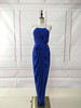 出口澳洲wi*sh宝蓝色，撞色设计感前开叉，礼服款吊带连衣长裙