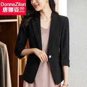 黑色小西装外套女中袖夏季2024韩版休闲时尚气质短款西服上衣