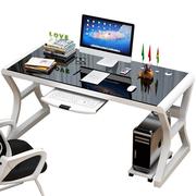 电脑台式桌带键盘托小型写字桌带抽屉单人电竞桌家用钢化玻璃桌子
