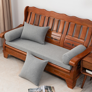 可定制亚麻老式实木沙发垫红木沙发加厚加硬海绵垫子木沙发座垫